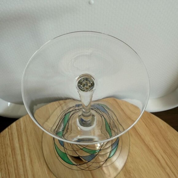 Hand Blown Martini Glass Helios by Artland Abstract Design Blue Green - Picture 3 of 5